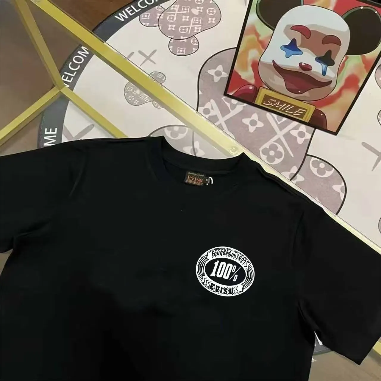 EVISU 2025 100% M T Sizes S-XXL 5 Black White Size S M L XL XXL S 44 108 68 100-120 M 46 114 70 120-140 L 48 116 72 140-160 XL 50 120 74 160-180 XXL 52 124 76 180